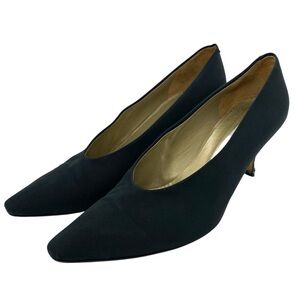 Vintage Via Spiga Fabric Upper Classic Block Heel Pointy Toe Heels